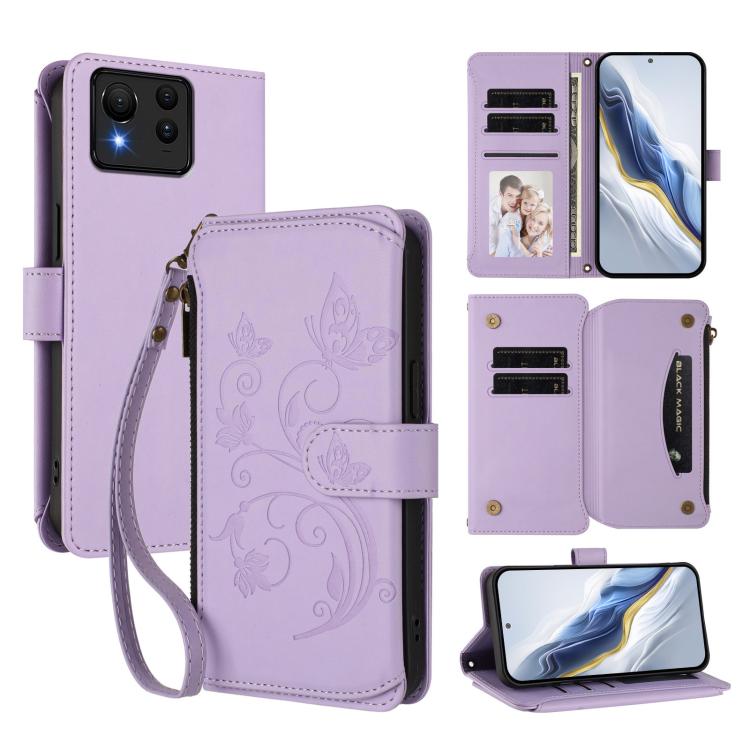 Butterfly Love Flower Multi-card Zipper Wallet Leather Phone Case, For ASUS Zenfone 12 Ultra, For ASUS ROG Phone 9 / 9 Pro, For ASUS Zenfone 11 Ultra, For ASUS ROG Phone 8 / 8 Pro