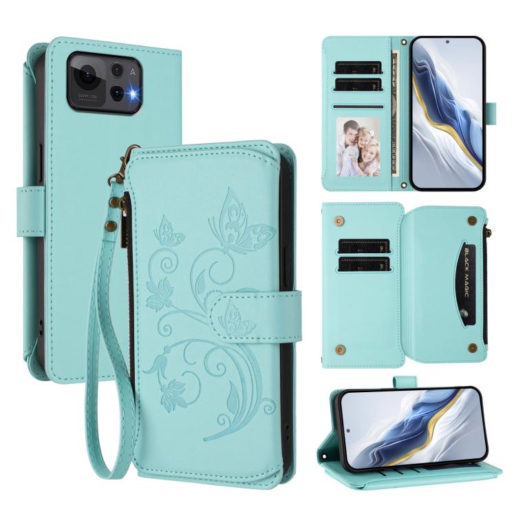 Butterfly Love Flower Multi-card Zipper Wallet Leather Phone Case, For ASUS Zenfone 12 Ultra, For ASUS ROG Phone 9 / 9 Pro, For ASUS Zenfone 11 Ultra, For ASUS ROG Phone 8 / 8 Pro
