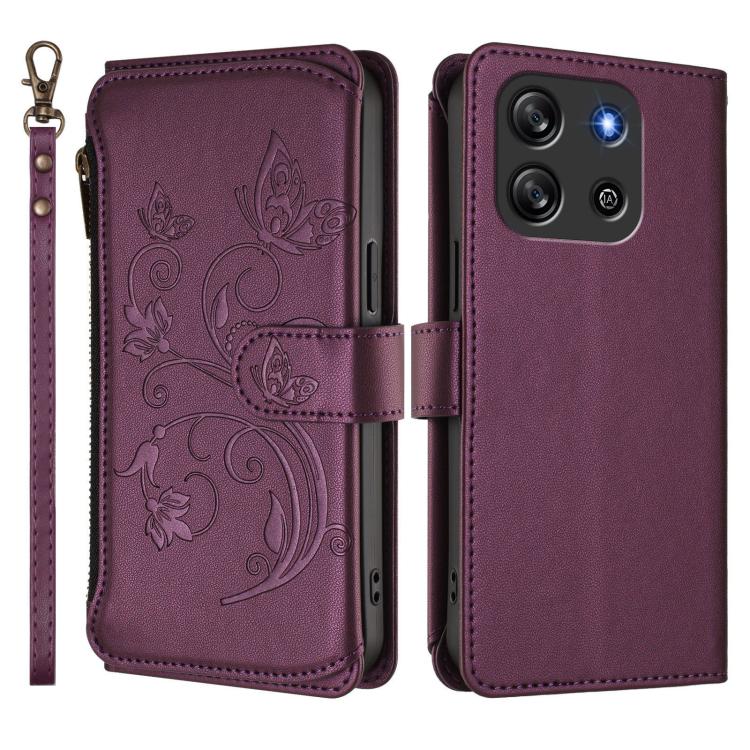 Butterfly Love Flower Multi-card Zipper Wallet Leather Phone Case, For Blackview Oscal FLAT 1C, For Blackview Wave 6C, For Blackview Shark 8 / Oscal Tiger 12, For Blackview A52 / A52 Pro, For Blackview A53