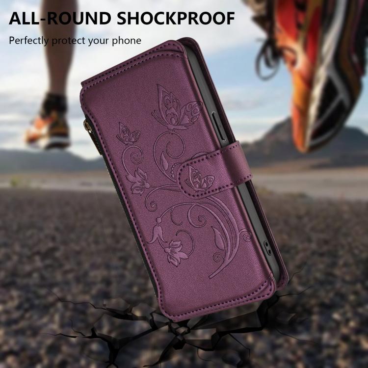 Butterfly Love Flower Multi-card Zipper Wallet Leather Phone Case, For Blackview Oscal FLAT 1C, For Blackview Wave 6C, For Blackview Shark 8 / Oscal Tiger 12, For Blackview A52 / A52 Pro, For Blackview A53