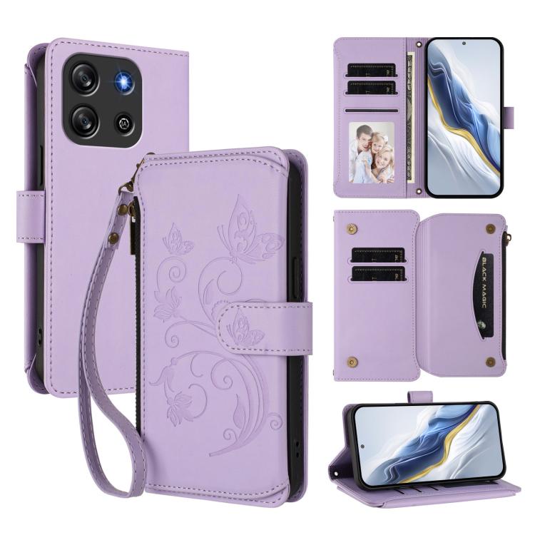 Butterfly Love Flower Multi-card Zipper Wallet Leather Phone Case, For Blackview Oscal FLAT 1C, For Blackview Wave 6C, For Blackview Shark 8 / Oscal Tiger 12, For Blackview A52 / A52 Pro, For Blackview A53