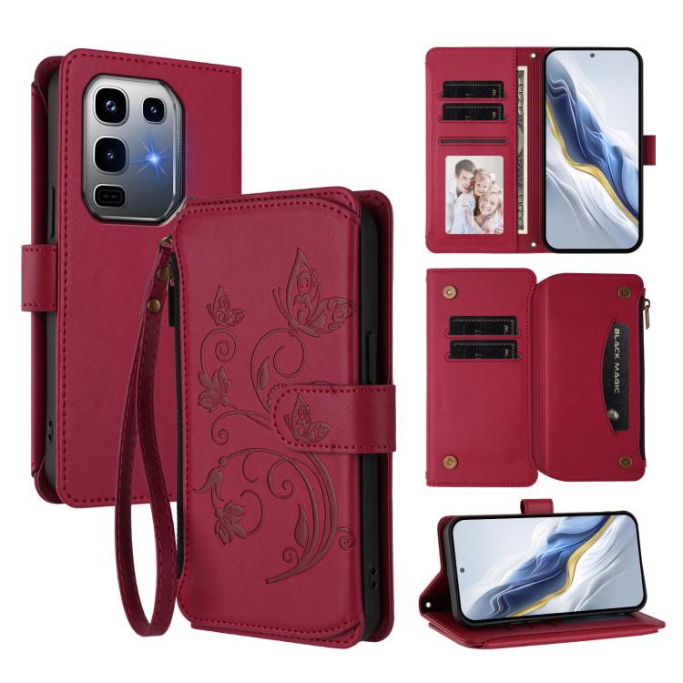 Butterfly Love Flower Multi-card Zipper Wallet Leather Phone Case, For Infinix Smart 10 / Tecno Pop 10, For Infinix GT 30 Pro, For Infinix Note 50s, For Infinix Note 50X 5G, For Infinix Note 50 Pro+ 5G, For Infinix Note 50 4G / 50 Pro 4G