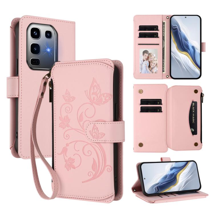 Butterfly Love Flower Multi-card Zipper Wallet Leather Phone Case, For Infinix Smart 10 / Tecno Pop 10, For Infinix GT 30 Pro, For Infinix Note 50s, For Infinix Note 50X 5G, For Infinix Note 50 Pro+ 5G, For Infinix Note 50 4G / 50 Pro 4G