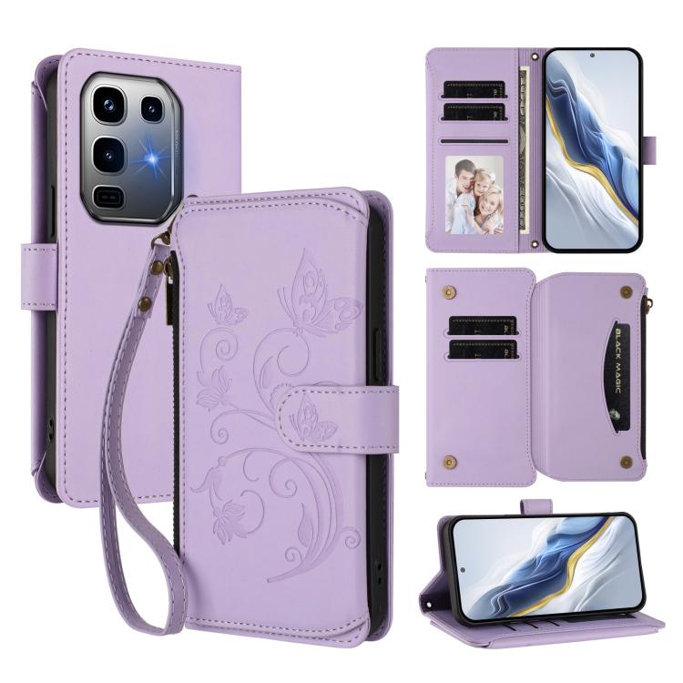Butterfly Love Flower Multi-card Zipper Wallet Leather Phone Case, For Infinix Smart 10 / Tecno Pop 10, For Infinix GT 30 Pro, For Infinix Note 50s, For Infinix Note 50X 5G, For Infinix Note 50 Pro+ 5G, For Infinix Note 50 4G / 50 Pro 4G