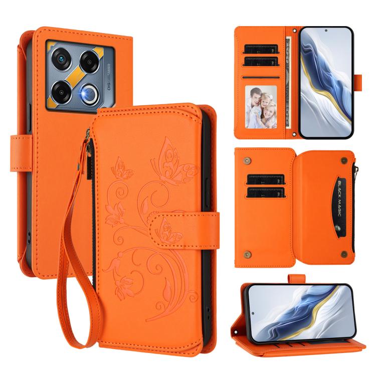 Butterfly Love Flower Multi-card Zipper Wallet Leather Phone Case, For Infinix Note 40X 5G, For Infinix Note 40 5G, For Infinix GT 20 Pro 5G, For Infinix Note 40 Pro 4G / 5G, For Infinix Note 40 4G, For Infinix Hot 40 4G / 40 Pro 4G