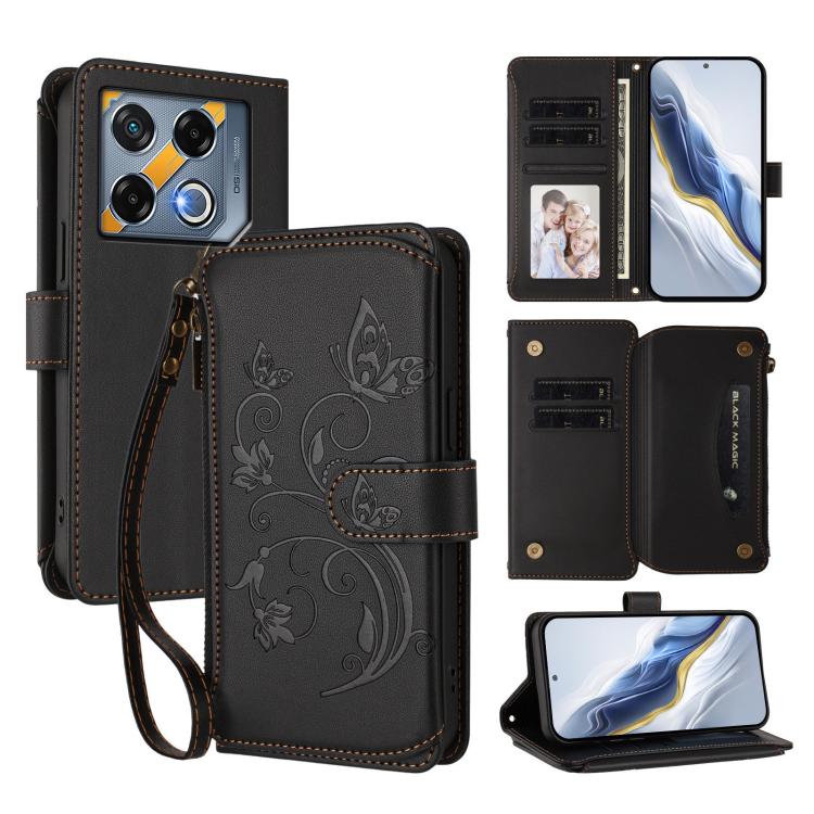 Butterfly Love Flower Multi-card Zipper Wallet Leather Phone Case, For Infinix Note 40X 5G, For Infinix Note 40 5G, For Infinix GT 20 Pro 5G, For Infinix Note 40 Pro 4G / 5G, For Infinix Note 40 4G, For Infinix Hot 40 4G / 40 Pro 4G