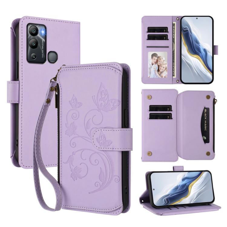 Butterfly Love Flower Multi-card Zipper Wallet Leather Phone Case, For Infinix Smart 7 Global, For Infinix Hot 12i / 20i, For Infinix Zero 5G 2023, For Infinix Hot 20 Play, For Infinix Hot 20 4G, For Infinix Zero 20