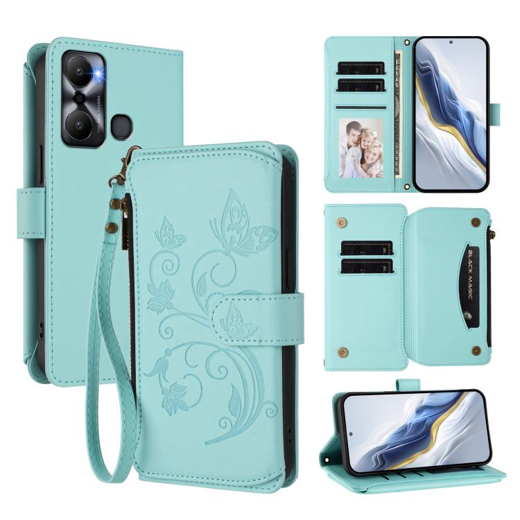 Butterfly Love Flower Multi-card Zipper Wallet Leather Phone Case, For Infinix Smart 7 Global, For Infinix Hot 12i / 20i, For Infinix Zero 5G 2023, For Infinix Hot 20 Play, For Infinix Hot 20 4G, For Infinix Zero 20