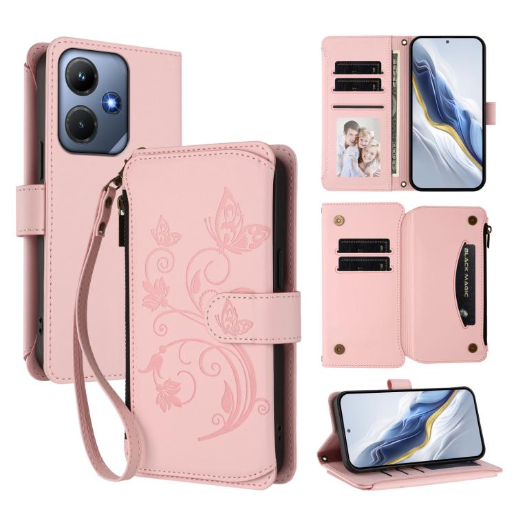 Butterfly Love Flower Multi-card Zipper Wallet Leather Phone Case, For Infinix Note 30 Pro 4G, For Infinix Note 30 VIP, For Infinix Hot 30i / X669, For Infinix Hot 30 4G, For Infinix Hot 20s / 20 Pro, For Infinix Hot 20 5G