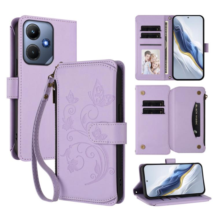 Butterfly Love Flower Multi-card Zipper Wallet Leather Phone Case, For Infinix Note 30 Pro 4G, For Infinix Note 30 VIP, For Infinix Hot 30i / X669, For Infinix Hot 30 4G, For Infinix Hot 20s / 20 Pro, For Infinix Hot 20 5G