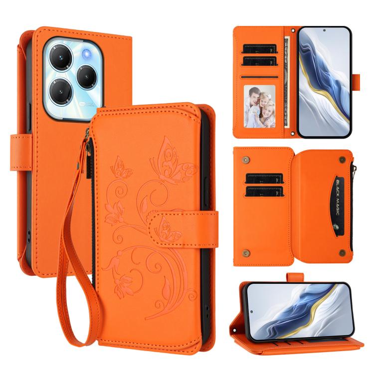Butterfly Love Flower Multi-card Zipper Wallet Leather Phone Case, For Infinix Note 40X 5G, For Infinix Note 40 5G, For Infinix GT 20 Pro 5G, For Infinix Note 40 Pro 4G / 5G, For Infinix Note 40 4G, For Infinix Hot 40 4G / 40 Pro 4G