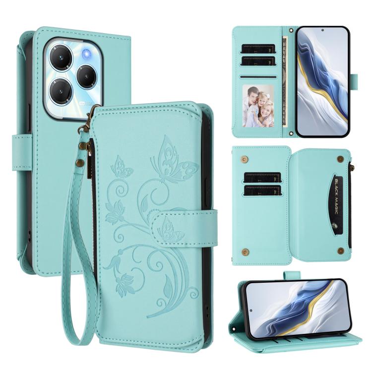 Butterfly Love Flower Multi-card Zipper Wallet Leather Phone Case, For Infinix Note 40X 5G, For Infinix Note 40 5G, For Infinix GT 20 Pro 5G, For Infinix Note 40 Pro 4G / 5G, For Infinix Note 40 4G, For Infinix Hot 40 4G / 40 Pro 4G