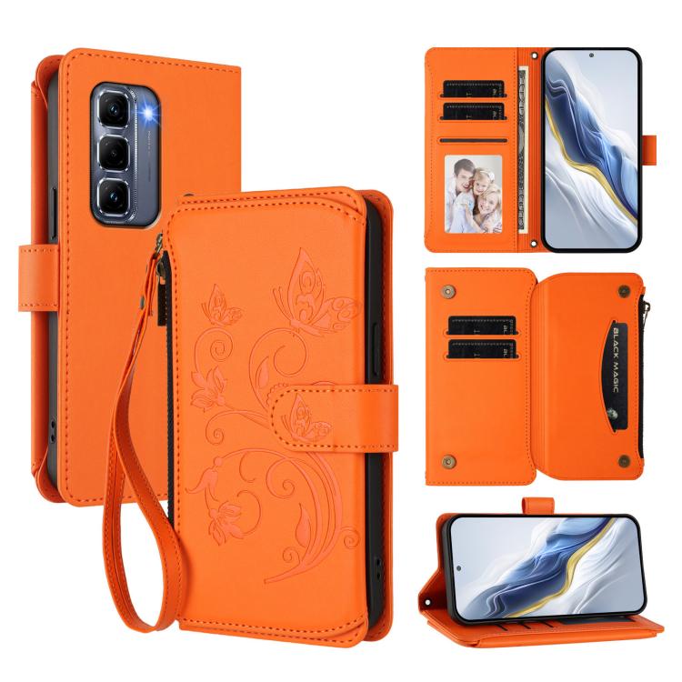 Butterfly Love Flower Multi-card Zipper Wallet Leather Phone Case, For Infinix Hot 50i 4G / Smart 9 4G, For Infinix Hot 50 Pro+ 4G, For Infinix Hot 50 4G, For Infinix Hot 50 5G, For Infinix Zero 40 5G, For Infinix Zero 40 4G