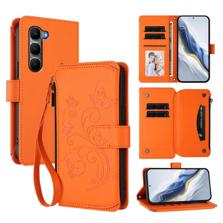 Butterfly Love Flower Multi-card Zipper Wallet Leather Phone Case, For Infinix GT 50 Pro 5G, For Infinix Note Edge 5G, For Infinix Smart 20 4G / X6840, For Infinix Note 60 / 60 Pro 5G, For Infinix Hot 60 4G / 60i 4G, For Infinix Smart 10 Plus 4G