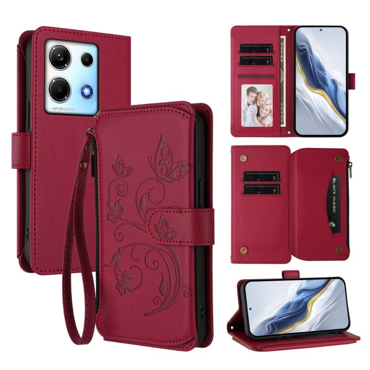 Butterfly Love Flower Multi-card Zipper Wallet Leather Phone Case, For Infinix Zero 30 4G, For Infinix Zero 30 5G, For Infinix Hot 30 5G, For Infinix Hot 30 Play 4G / NFC 4G, For Infinix Smart 7 HD / 7 Plus, For Infinix Note 30 4G / 5G