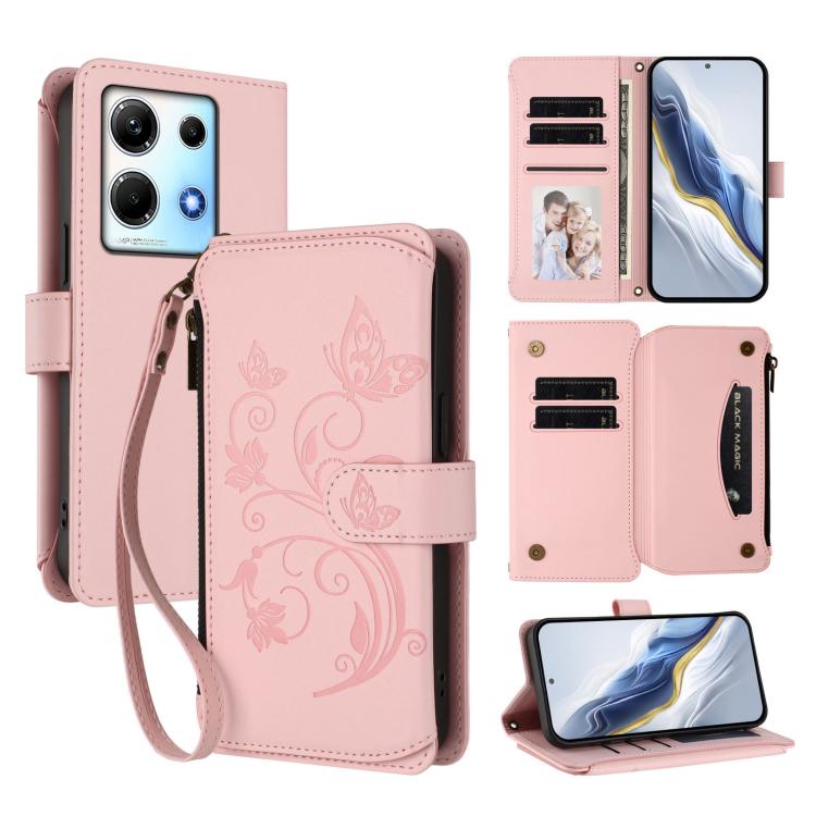 Butterfly Love Flower Multi-card Zipper Wallet Leather Phone Case, For Infinix Zero 30 4G, For Infinix Zero 30 5G, For Infinix Hot 30 5G, For Infinix Hot 30 Play 4G / NFC 4G, For Infinix Smart 7 HD / 7 Plus, For Infinix Note 30 4G / 5G
