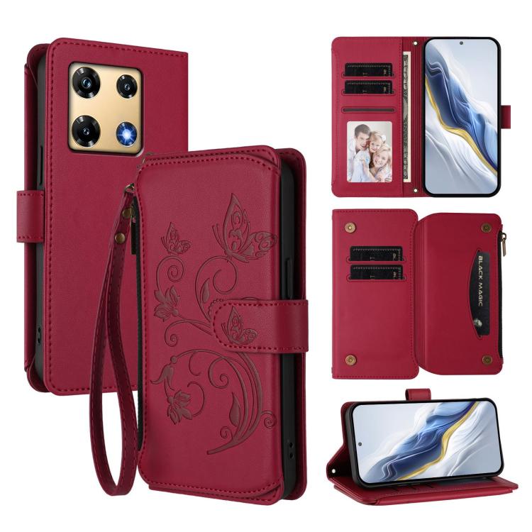 Butterfly Love Flower Multi-card Zipper Wallet Leather Phone Case, For Infinix Note 30 Pro 4G, For Infinix Note 30 VIP, For Infinix Hot 30i / X669, For Infinix Hot 30 4G, For Infinix Hot 20s / 20 Pro, For Infinix Hot 20 5G