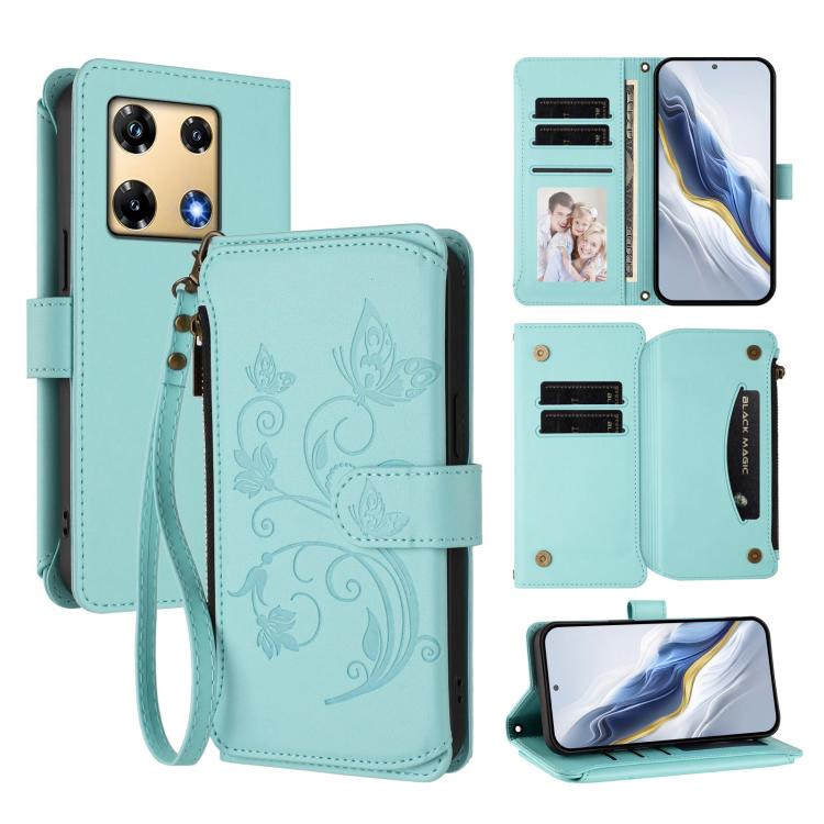 Butterfly Love Flower Multi-card Zipper Wallet Leather Phone Case, For Infinix Note 30 Pro 4G, For Infinix Note 30 VIP, For Infinix Hot 30i / X669, For Infinix Hot 30 4G, For Infinix Hot 20s / 20 Pro, For Infinix Hot 20 5G