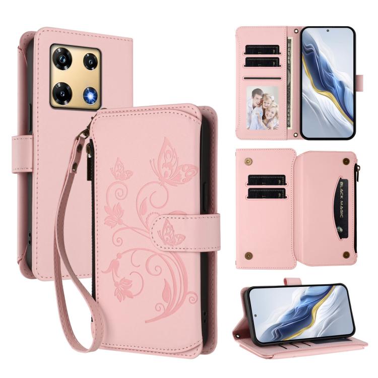 Butterfly Love Flower Multi-card Zipper Wallet Leather Phone Case, For Infinix Note 30 Pro 4G, For Infinix Note 30 VIP, For Infinix Hot 30i / X669, For Infinix Hot 30 4G, For Infinix Hot 20s / 20 Pro, For Infinix Hot 20 5G