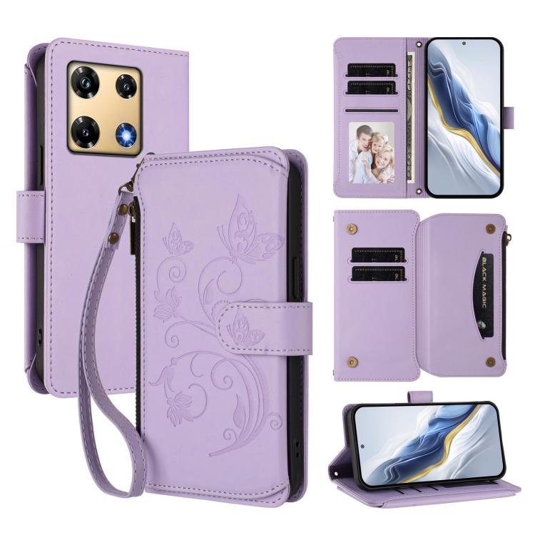 Butterfly Love Flower Multi-card Zipper Wallet Leather Phone Case, For Infinix Note 30 Pro 4G, For Infinix Note 30 VIP, For Infinix Hot 30i / X669, For Infinix Hot 30 4G, For Infinix Hot 20s / 20 Pro, For Infinix Hot 20 5G