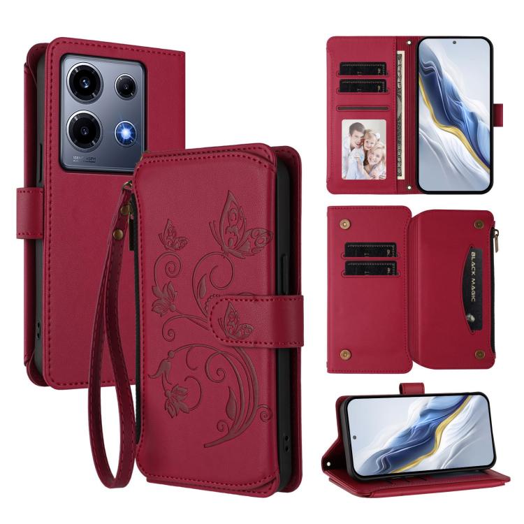 Butterfly Love Flower Multi-card Zipper Wallet Leather Phone Case, For Infinix Note 30 Pro 4G, For Infinix Note 30 VIP, For Infinix Hot 30i / X669, For Infinix Hot 30 4G, For Infinix Hot 20s / 20 Pro, For Infinix Hot 20 5G