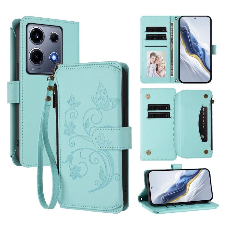 Butterfly Love Flower Multi-card Zipper Wallet Leather Phone Case, For Infinix Note 30 Pro 4G, For Infinix Note 30 VIP, For Infinix Hot 30i / X669, For Infinix Hot 30 4G, For Infinix Hot 20s / 20 Pro, For Infinix Hot 20 5G