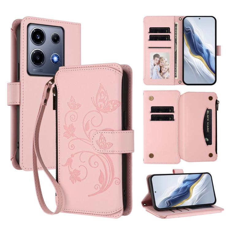 Butterfly Love Flower Multi-card Zipper Wallet Leather Phone Case, For Infinix Note 30 Pro 4G, For Infinix Note 30 VIP, For Infinix Hot 30i / X669, For Infinix Hot 30 4G, For Infinix Hot 20s / 20 Pro, For Infinix Hot 20 5G