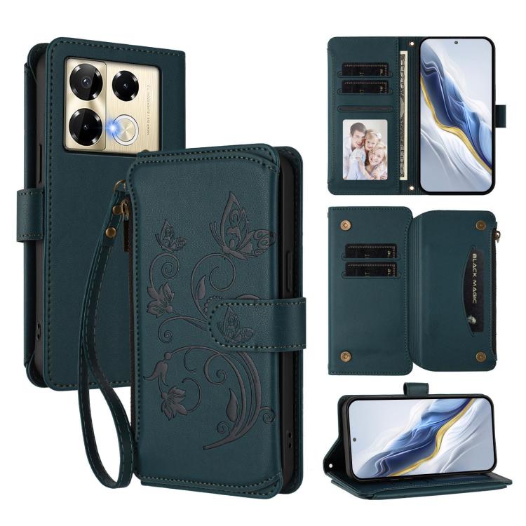 Butterfly Love Flower Multi-card Zipper Wallet Leather Phone Case, For Infinix Note 40X 5G, For Infinix Note 40 5G, For Infinix GT 20 Pro 5G, For Infinix Note 40 Pro 4G / 5G, For Infinix Note 40 4G, For Infinix Hot 40 4G / 40 Pro 4G