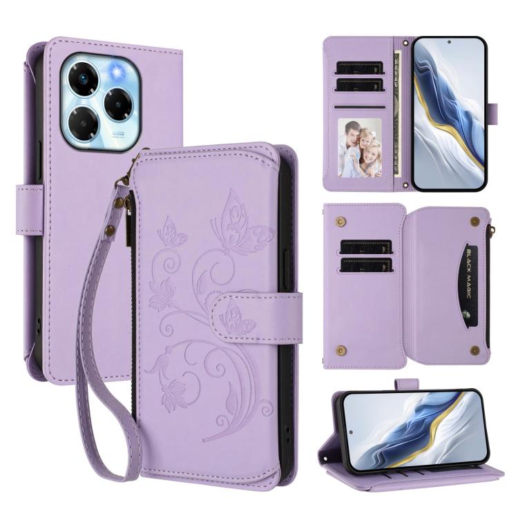Butterfly Love Flower Multi-card Zipper Wallet Leather Phone Case, For Infinix Note 40X 5G, For Infinix Note 40 5G, For Infinix GT 20 Pro 5G, For Infinix Note 40 Pro 4G / 5G, For Infinix Note 40 4G, For Infinix Hot 40 4G / 40 Pro 4G