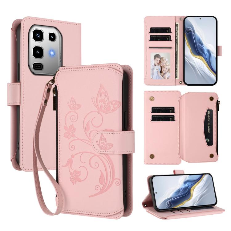 Butterfly Love Flower Multi-card Zipper Wallet Leather Phone Case, For Infinix Smart 10 / Tecno Pop 10, For Infinix GT 30 Pro, For Infinix Note 50s, For Infinix Note 50X 5G, For Infinix Note 50 Pro+ 5G, For Infinix Note 50 4G / 50 Pro 4G