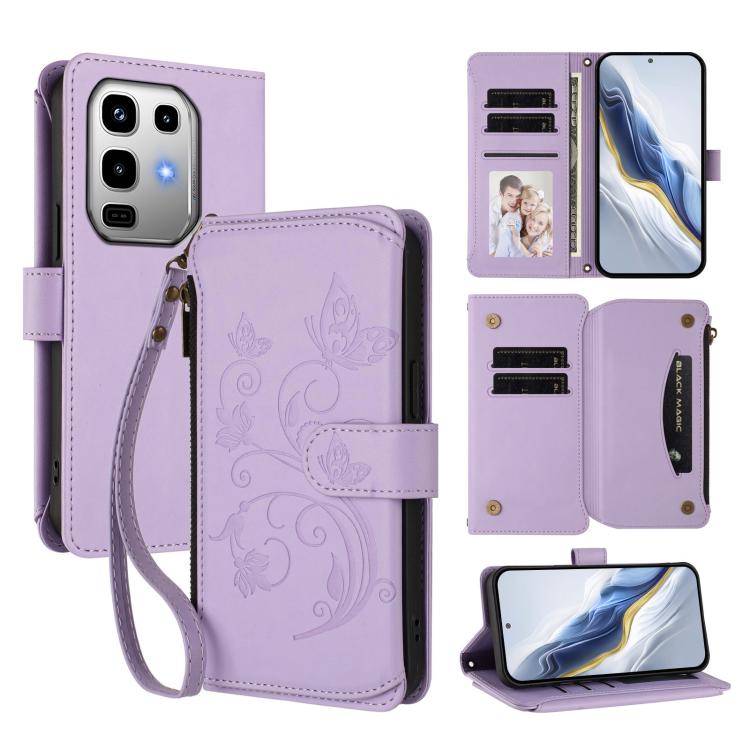 Butterfly Love Flower Multi-card Zipper Wallet Leather Phone Case, For Infinix Smart 10 / Tecno Pop 10, For Infinix GT 30 Pro, For Infinix Note 50s, For Infinix Note 50X 5G, For Infinix Note 50 Pro+ 5G, For Infinix Note 50 4G / 50 Pro 4G