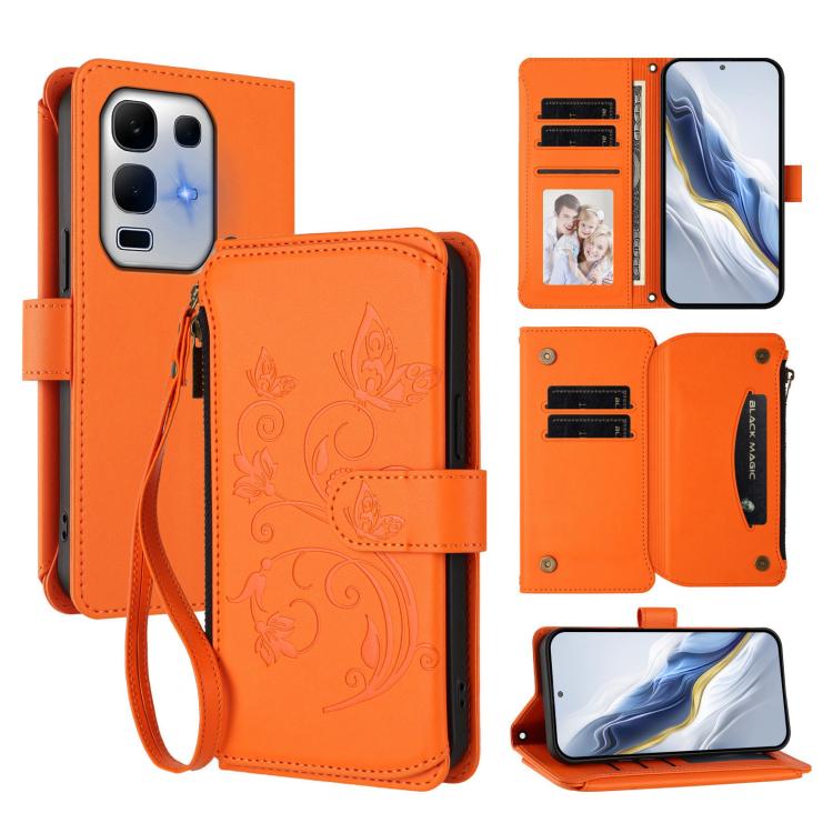 Butterfly Love Flower Multi-card Zipper Wallet Leather Phone Case, For Infinix Smart 10 / Tecno Pop 10, For Infinix GT 30 Pro, For Infinix Note 50s, For Infinix Note 50X 5G, For Infinix Note 50 Pro+ 5G, For Infinix Note 50 4G / 50 Pro 4G