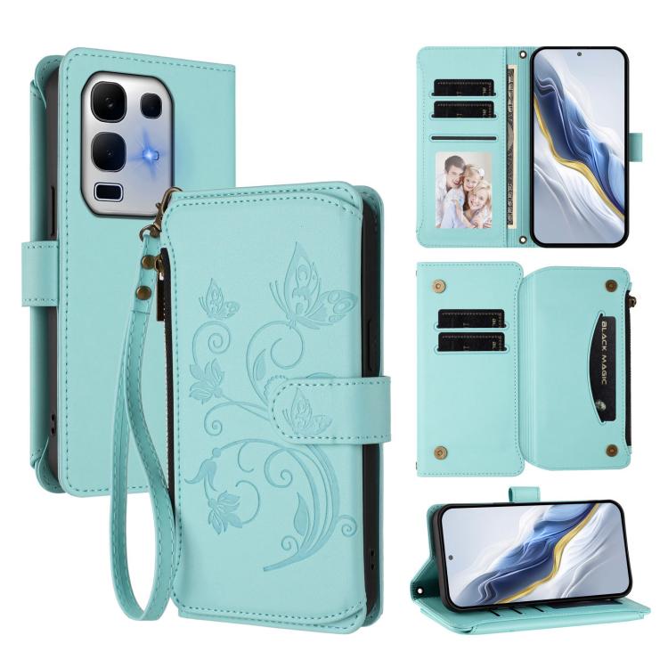 Butterfly Love Flower Multi-card Zipper Wallet Leather Phone Case, For Infinix Smart 10 / Tecno Pop 10, For Infinix GT 30 Pro, For Infinix Note 50s, For Infinix Note 50X 5G, For Infinix Note 50 Pro+ 5G, For Infinix Note 50 4G / 50 Pro 4G