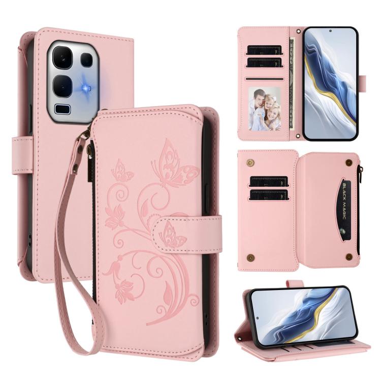 Butterfly Love Flower Multi-card Zipper Wallet Leather Phone Case, For Infinix Smart 10 / Tecno Pop 10, For Infinix GT 30 Pro, For Infinix Note 50s, For Infinix Note 50X 5G, For Infinix Note 50 Pro+ 5G, For Infinix Note 50 4G / 50 Pro 4G