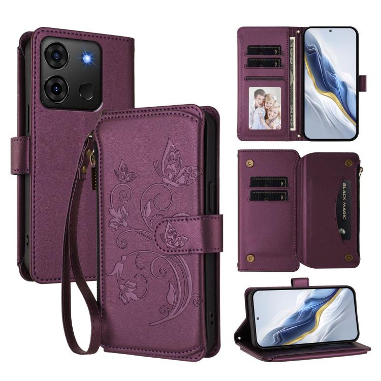 Butterfly Love Flower Multi-card Zipper Wallet Leather Phone Case, For Infinix Zero 30 4G, For Infinix Zero 30 5G, For Infinix Hot 30 5G, For Infinix Hot 30 Play 4G / NFC 4G, For Infinix Smart 7 HD / 7 Plus, For Infinix Note 30 4G / 5G