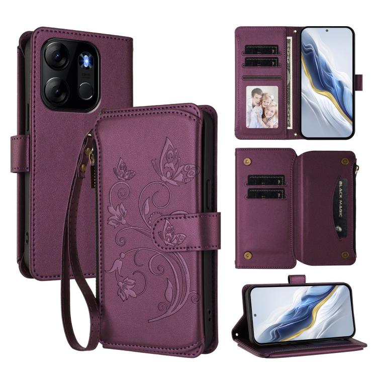 Butterfly Love Flower Multi-card Zipper Wallet Leather Phone Case, For Infinix Smart 7 Global, For Infinix Hot 12i / 20i, For Infinix Zero 5G 2023, For Infinix Hot 20 Play, For Infinix Hot 20 4G, For Infinix Zero 20