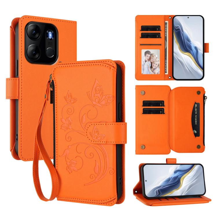 Butterfly Love Flower Multi-card Zipper Wallet Leather Phone Case, For Infinix Smart 7 Global, For Infinix Hot 12i / 20i, For Infinix Zero 5G 2023, For Infinix Hot 20 Play, For Infinix Hot 20 4G, For Infinix Zero 20