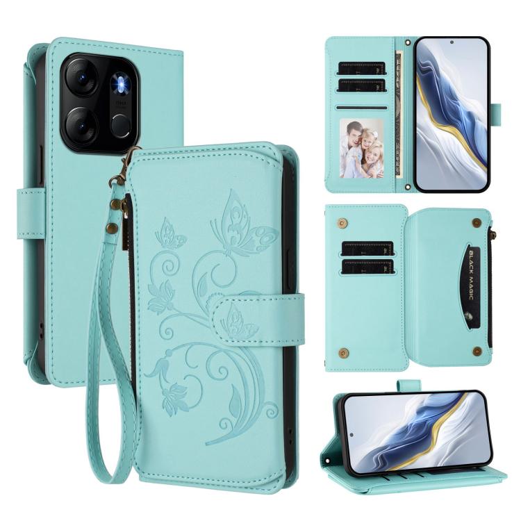 Butterfly Love Flower Multi-card Zipper Wallet Leather Phone Case, For Infinix Smart 7 Global, For Infinix Hot 12i / 20i, For Infinix Zero 5G 2023, For Infinix Hot 20 Play, For Infinix Hot 20 4G, For Infinix Zero 20