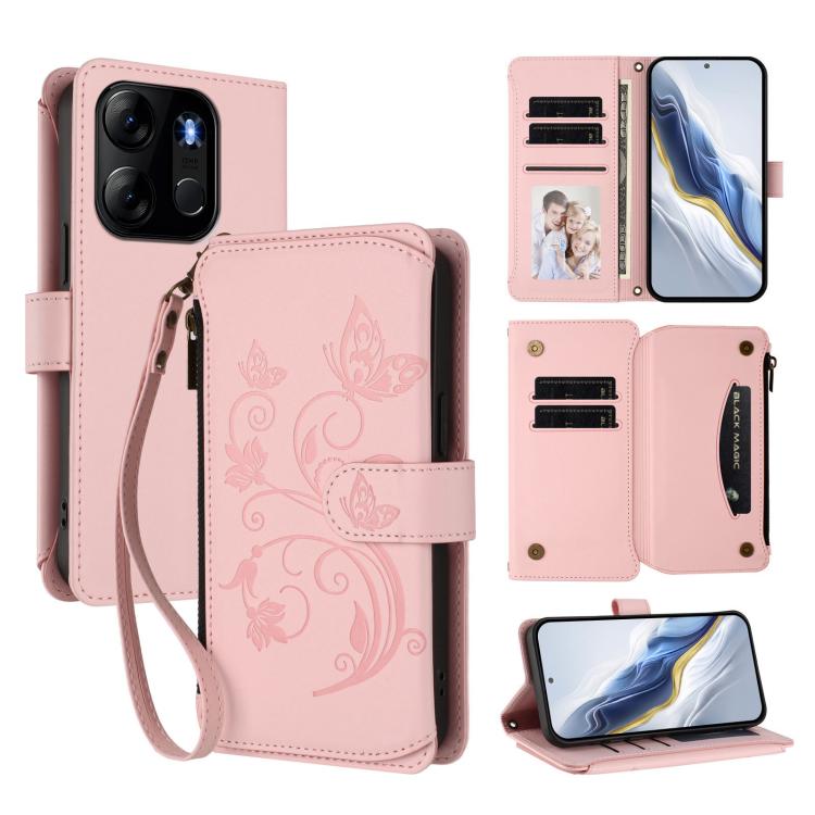 Butterfly Love Flower Multi-card Zipper Wallet Leather Phone Case, For Infinix Smart 7 Global, For Infinix Hot 12i / 20i, For Infinix Zero 5G 2023, For Infinix Hot 20 Play, For Infinix Hot 20 4G, For Infinix Zero 20