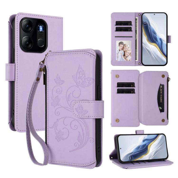 Butterfly Love Flower Multi-card Zipper Wallet Leather Phone Case, For Infinix Smart 7 Global, For Infinix Hot 12i / 20i, For Infinix Zero 5G 2023, For Infinix Hot 20 Play, For Infinix Hot 20 4G, For Infinix Zero 20