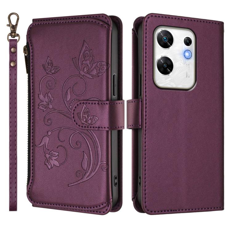 Butterfly Love Flower Multi-card Zipper Wallet Leather Phone Case, For Infinix Zero 30 4G, For Infinix Zero 30 5G, For Infinix Hot 30 5G, For Infinix Hot 30 Play 4G / NFC 4G, For Infinix Smart 7 HD / 7 Plus, For Infinix Note 30 4G / 5G
