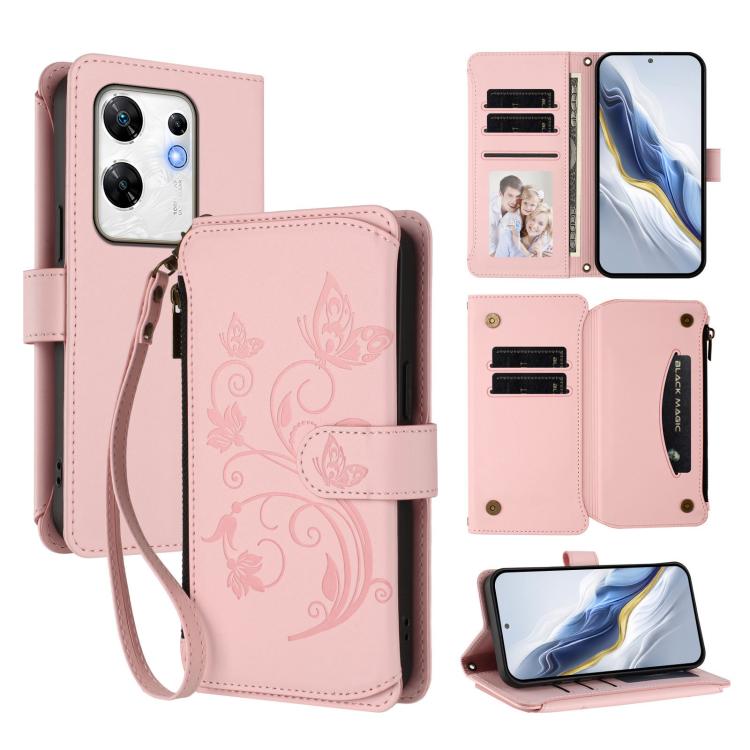 Butterfly Love Flower Multi-card Zipper Wallet Leather Phone Case, For Infinix Zero 30 4G, For Infinix Zero 30 5G, For Infinix Hot 30 5G, For Infinix Hot 30 Play 4G / NFC 4G, For Infinix Smart 7 HD / 7 Plus, For Infinix Note 30 4G / 5G