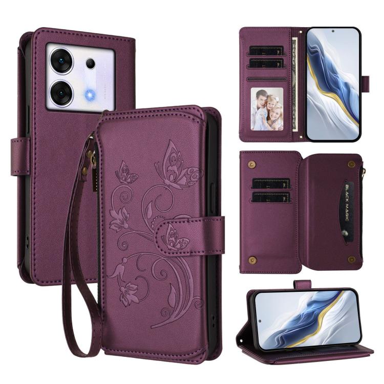 Butterfly Love Flower Multi-card Zipper Wallet Leather Phone Case, For Infinix Zero 30 4G, For Infinix Zero 30 5G, For Infinix Hot 30 5G, For Infinix Hot 30 Play 4G / NFC 4G, For Infinix Smart 7 HD / 7 Plus, For Infinix Note 30 4G / 5G
