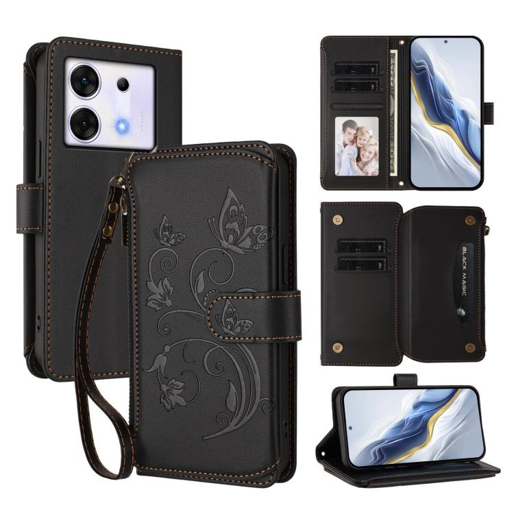 Butterfly Love Flower Multi-card Zipper Wallet Leather Phone Case, For Infinix Zero 30 4G, For Infinix Zero 30 5G, For Infinix Hot 30 5G, For Infinix Hot 30 Play 4G / NFC 4G, For Infinix Smart 7 HD / 7 Plus, For Infinix Note 30 4G / 5G
