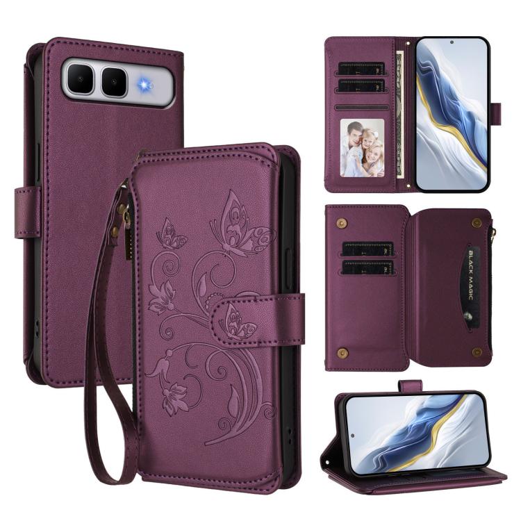 Butterfly Love Flower Multi-card Zipper Wallet Leather Phone Case, For Infinix GT 50 Pro 5G, For Infinix Note Edge 5G, For Infinix Smart 20 4G / X6840, For Infinix Note 60 / 60 Pro 5G, For Infinix Hot 60 4G / 60i 4G, For Infinix Smart 10 Plus 4G