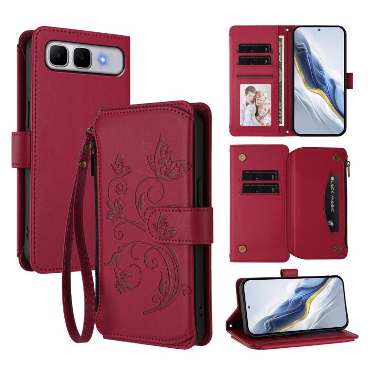 Butterfly Love Flower Multi-card Zipper Wallet Leather Phone Case, For Infinix GT 50 Pro 5G, For Infinix Note Edge 5G, For Infinix Smart 20 4G / X6840, For Infinix Note 60 / 60 Pro 5G, For Infinix Hot 60 4G / 60i 4G, For Infinix Smart 10 Plus 4G