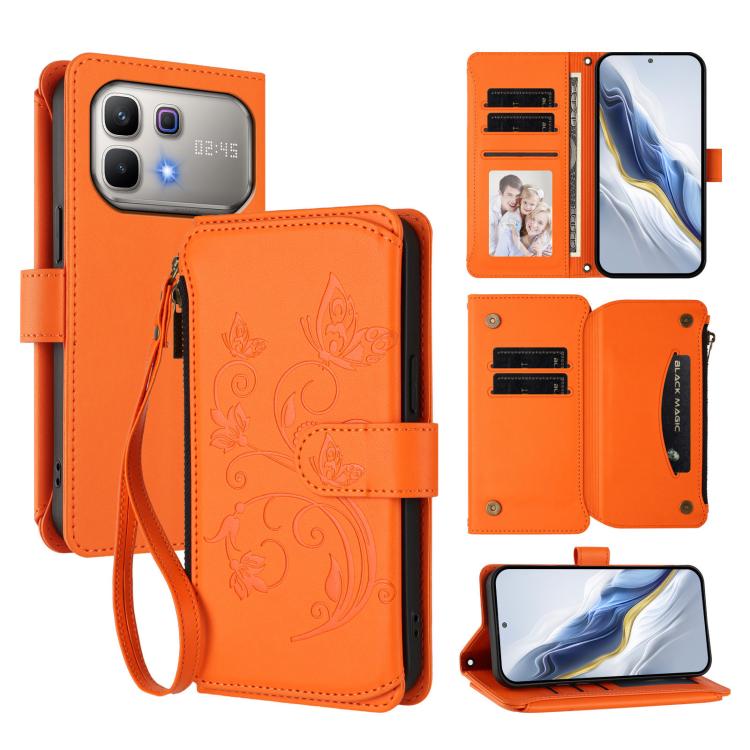 Butterfly Love Flower Multi-card Zipper Wallet Leather Phone Case, For Infinix GT 50 Pro 5G, For Infinix Note Edge 5G, For Infinix Smart 20 4G / X6840, For Infinix Note 60 / 60 Pro 5G, For Infinix Hot 60 4G / 60i 4G, For Infinix Smart 10 Plus 4G