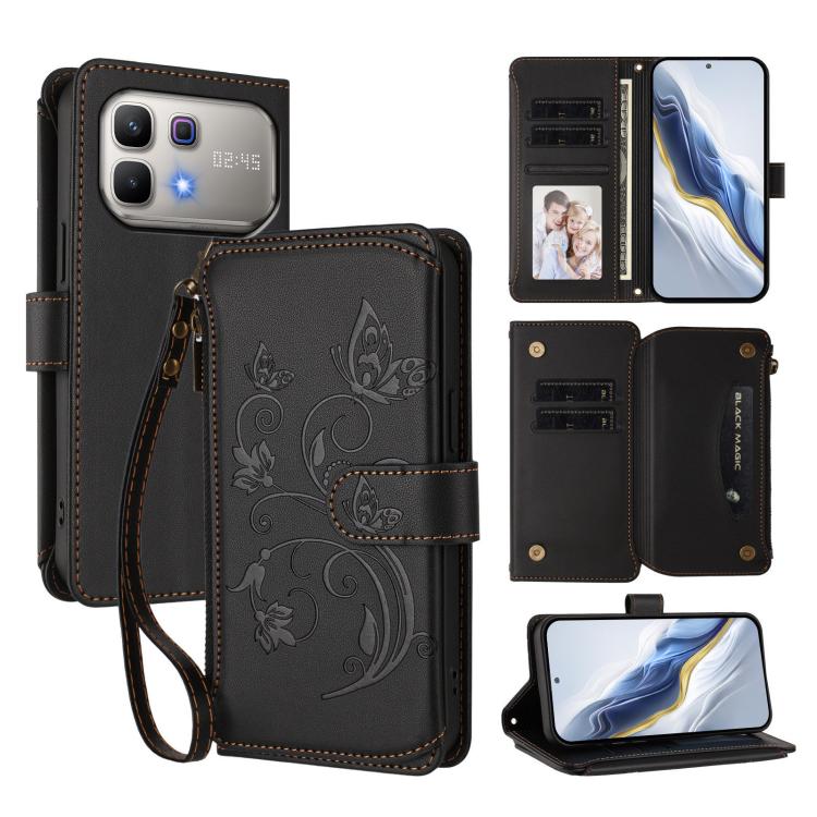 Butterfly Love Flower Multi-card Zipper Wallet Leather Phone Case, For Infinix GT 50 Pro 5G, For Infinix Note Edge 5G, For Infinix Smart 20 4G / X6840, For Infinix Note 60 / 60 Pro 5G, For Infinix Hot 60 4G / 60i 4G, For Infinix Smart 10 Plus 4G