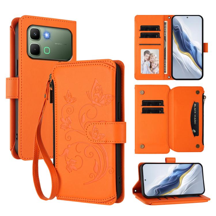 Butterfly Love Flower Multi-card Zipper Wallet Leather Phone Case, For Infinix GT 50 Pro 5G, For Infinix Note Edge 5G, For Infinix Smart 20 4G / X6840, For Infinix Note 60 / 60 Pro 5G, For Infinix Hot 60 4G / 60i 4G, For Infinix Smart 10 Plus 4G