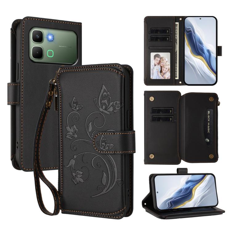 Butterfly Love Flower Multi-card Zipper Wallet Leather Phone Case, For Infinix GT 50 Pro 5G, For Infinix Note Edge 5G, For Infinix Smart 20 4G / X6840, For Infinix Note 60 / 60 Pro 5G, For Infinix Hot 60 4G / 60i 4G, For Infinix Smart 10 Plus 4G